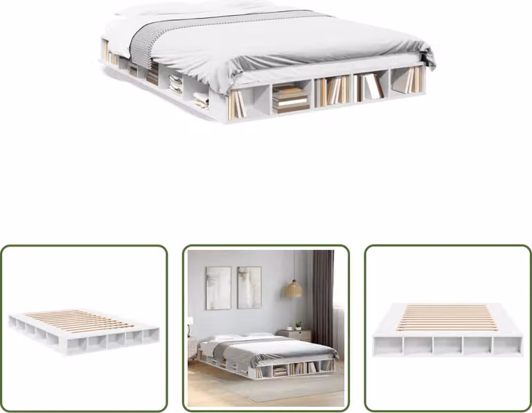 The Living Store Struttura per letto bianca 160x200 cm in legno