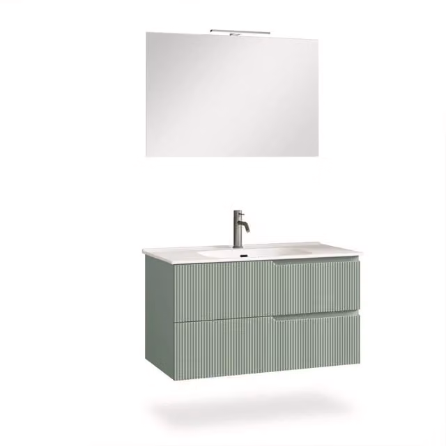 Mobile bagno composizione 4 pezzi L.101 P.46,5 H.190 cm VENERE colore verde salvia