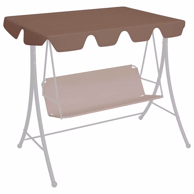 vidaXL Baldacchino per Dondolo da Giardino in Poliestere con Rivestimento in PVC, Marrone, L/P: 150 x 105 cm / 130 x 70 cm