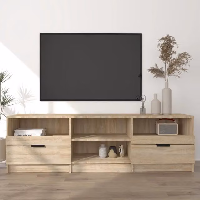 Mobile TV moderno vidaXL in legno color rovere e beige L: 150 cm, P: 33,5 cm, H: 45 cm – 1