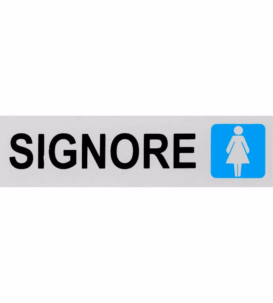 Targa adesiva Signore vinile rigido 4 x 15 cm grigia per bagno