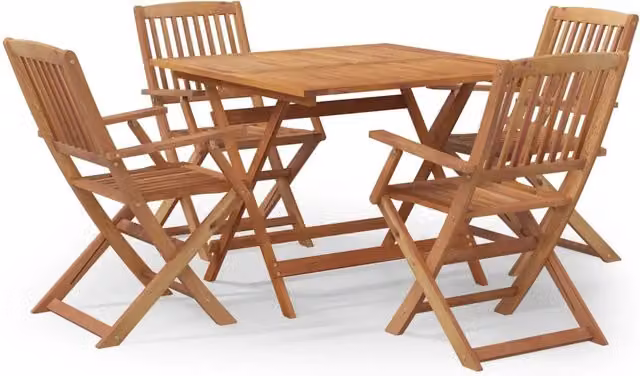 Set da Pranzo per Giardino 5 pz | Set Salotto da Giardino in Legno Massello di Acacia