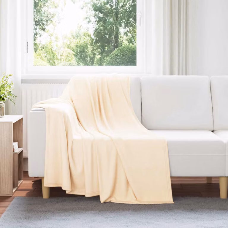 Set di 24 coperte in pile vidaXL beige, morbide e lavabili, L 170 x P 130 cm