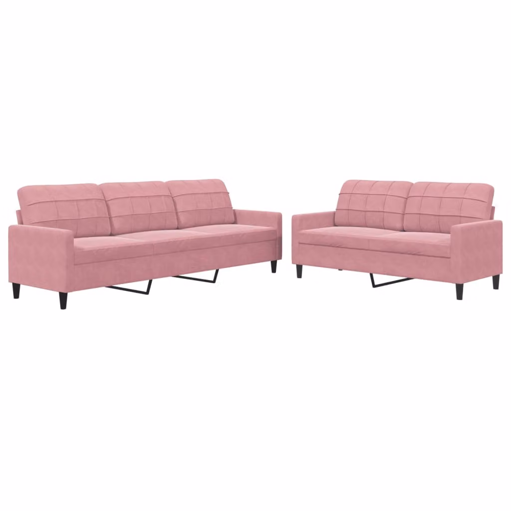 Set di Divani 2 pz con Cuscini rosa in Velluto