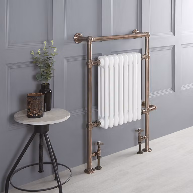 Scaldasalviette Tradizionale Misto in Bronzo Spazzolato – 930mm x 620mm – Senza Termostato