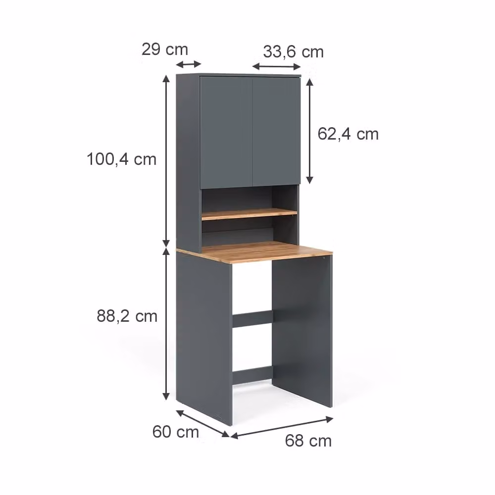 Mobile lavatrice Vicco Viktor Antracite e Rovere dorato con ripiano e ante con scaffale aperto L: 68 cm, P: 36.5 cm, H: 88.2 cm – 2