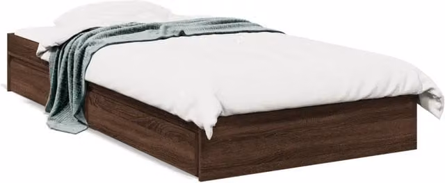 Letto singolo per adulti con cassetti in legno multistrato color rovere marrone L: 78 cm, P: 193 cm