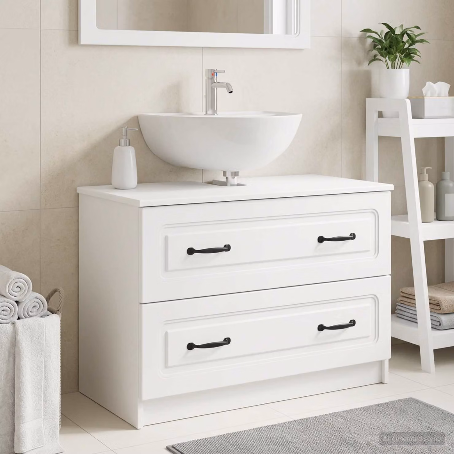 Armadio per lavabo da bagno moderno vidaXL UTRECHT bianco con ante a battente e ripiani interni L: 82 cm, P: 41 cm, H: 56 cm