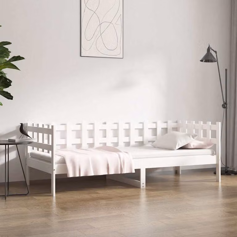 vidaXL Dormeuse in legno di pino massello bianca L/P/H: 190 x 90 x 68,5 cm