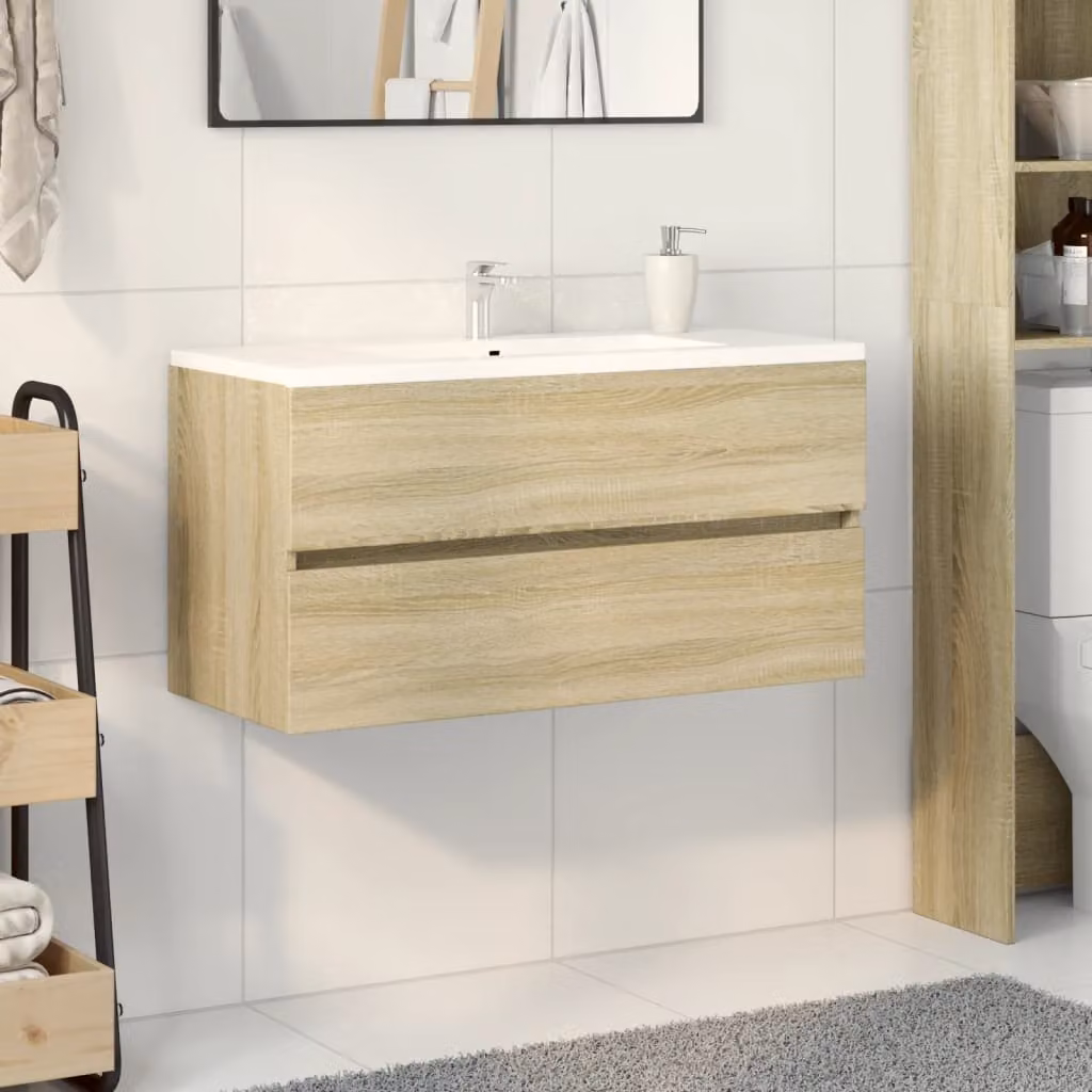 Mobile Lavabo vidaXL Rovere Sonoma in Legno Multistrato Marrone, L: 90 cm, P: 38,5 cm, H: 45 cm