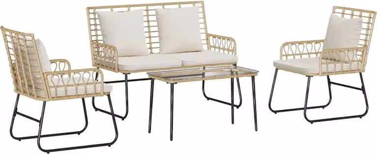 Set di Mobili da Giardino 4 pcs Nero e antracite polyrattan