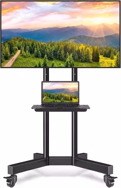 Sostegno per TV con ruote, regolabile in altezza per TV da 32 a 80 pollici fino a 50 kg - Massimo VESA 600 x 400 mm