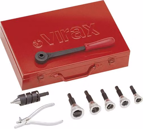 Cofanetto T-rax VIRAX chiave a cricchetto 5 utensili Ø12-22 mm con punta e pinza per punzonare - 252730