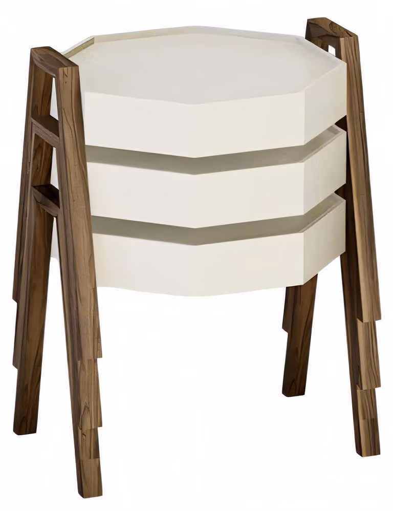 Elegantes Beiges Holz Couchtisch-Set in Modernem Design