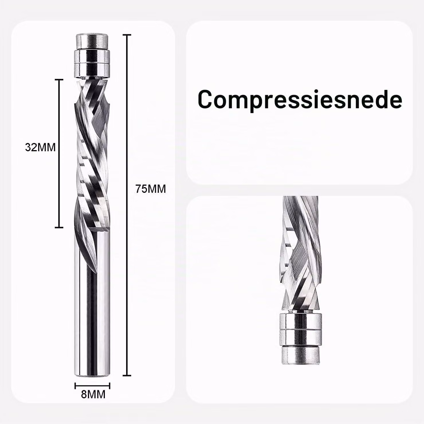 Fresatura di rifinitura, diametro 8 mm, profondità di taglio 32 mm, fresa in metallo duro