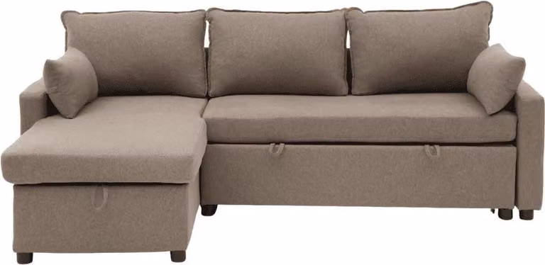 Calicosy - Divano letto a 3 posti in tessuto con chaise longue L219 cm - LOUISON