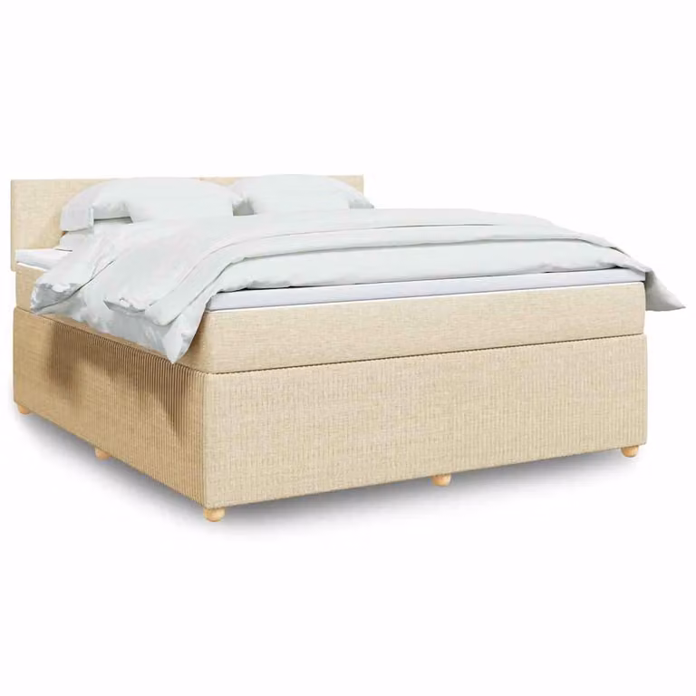 Letto Ibrido vidaXL con Materasso in Tessuto Beige e Bianco L/P: 180 x 200 cm