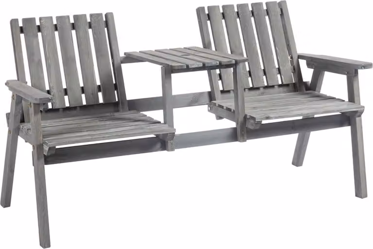 Aga Panchina da giardino con tavolino 152x70x83 cm Grigio