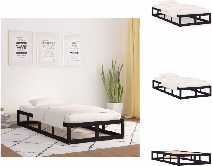 vidaXL Letto in legno massiccio nero 75x190 cm - Letti e strutture letto