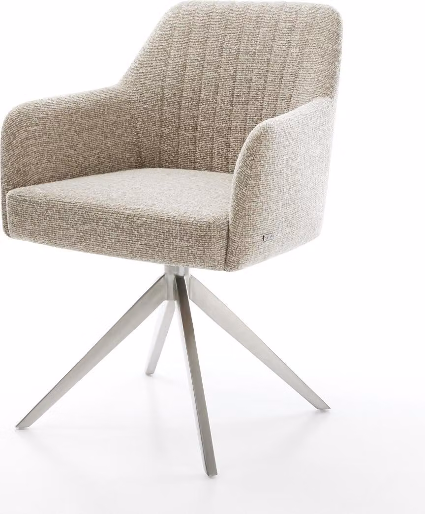 DELIFE sedia girevole Greg-Flex tessuto morbido beige struttura trasversale ampia acciaio inox girevole a 360° funzione dondolo nucleo a molle tascabili