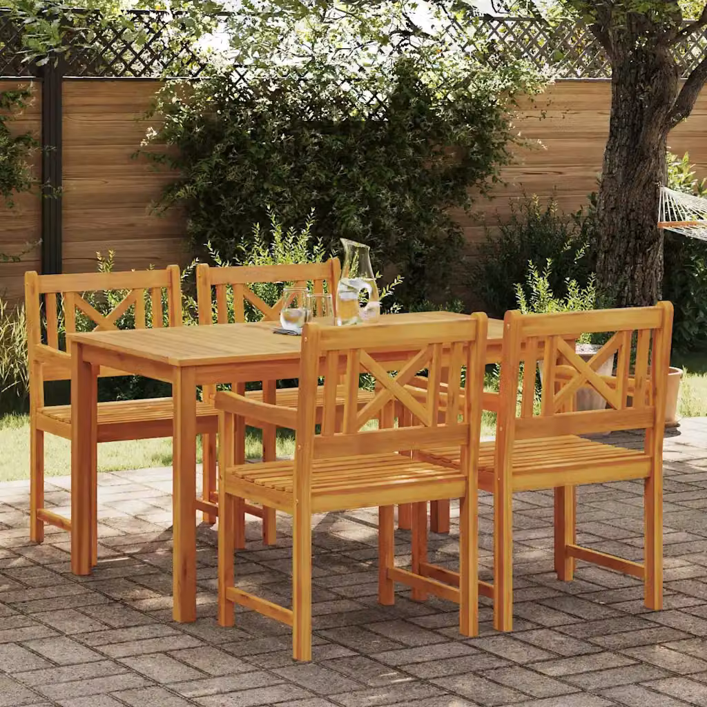Set da pranzo per giardino vidaXL in legno di acacia marrone, 5 pezzi – 1