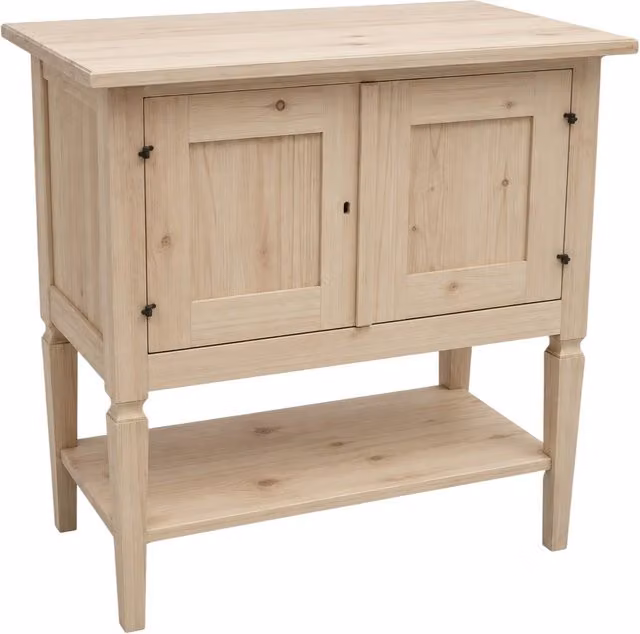 Porta TV Mobili 2G in legno grezzo stile arte povera con 2 ante, colore beige, L/P/H: 75 x 45 x 85 cm