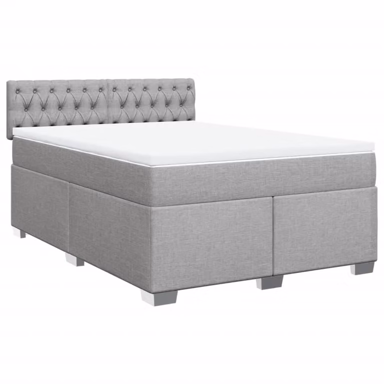 Giroletto a Molle con Materasso Grigio Chiaro 140x200cm Tessuto
