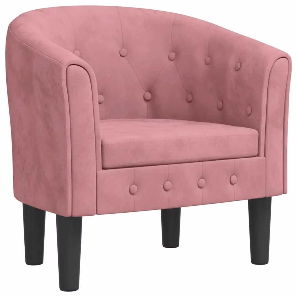 Divano Sedia-Poltrona Cabriolet Rosa in Velluto con Struttura in Legno di Pino – 2