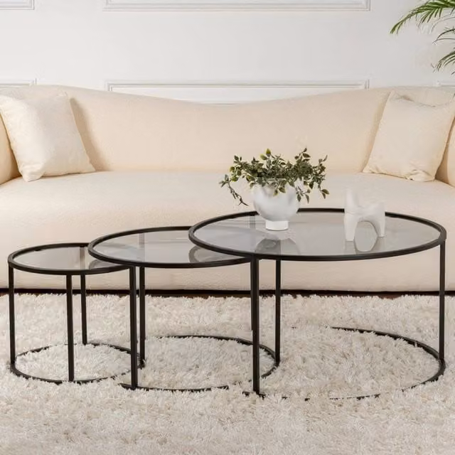 Tavolino da salotto circolare Rowan DMORA nero e trasparente L: 80 cm, P: 80 cm, H: 43 cm