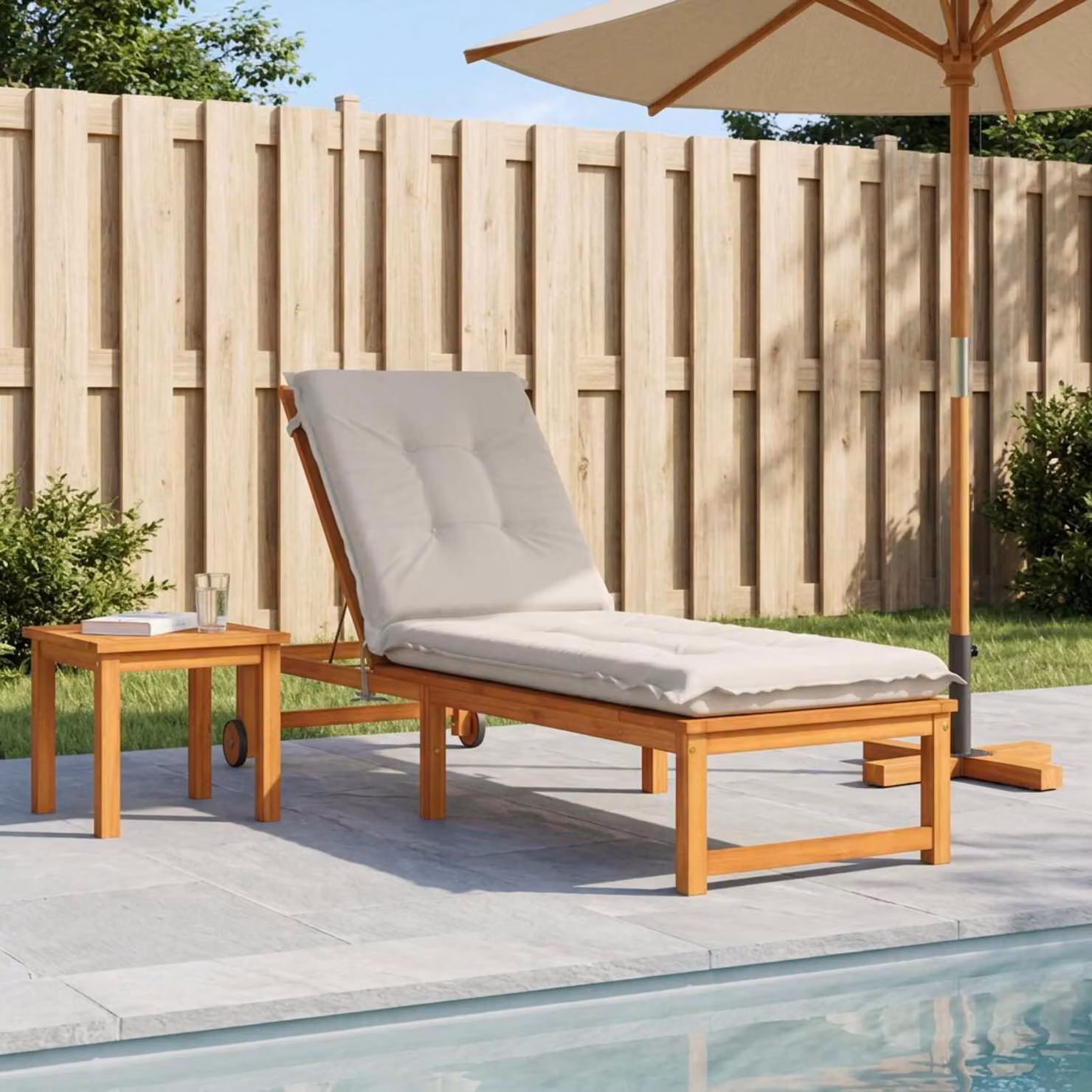 vidaXL Cuscino per Lettino GEMERT Bianco, 190 x 50 x 9 cm, 100% Poliestere con Rivestimento Lavabile e Resistente ai Raggi UV