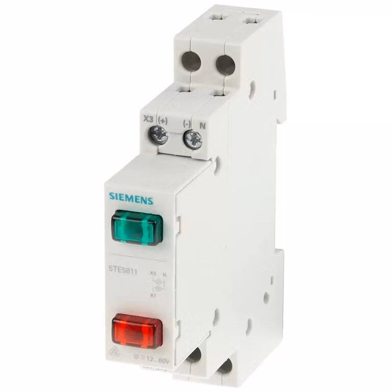 Spia 2 lampadine, rosso/verde - Spia per quadro di distribuzione 5TE5801