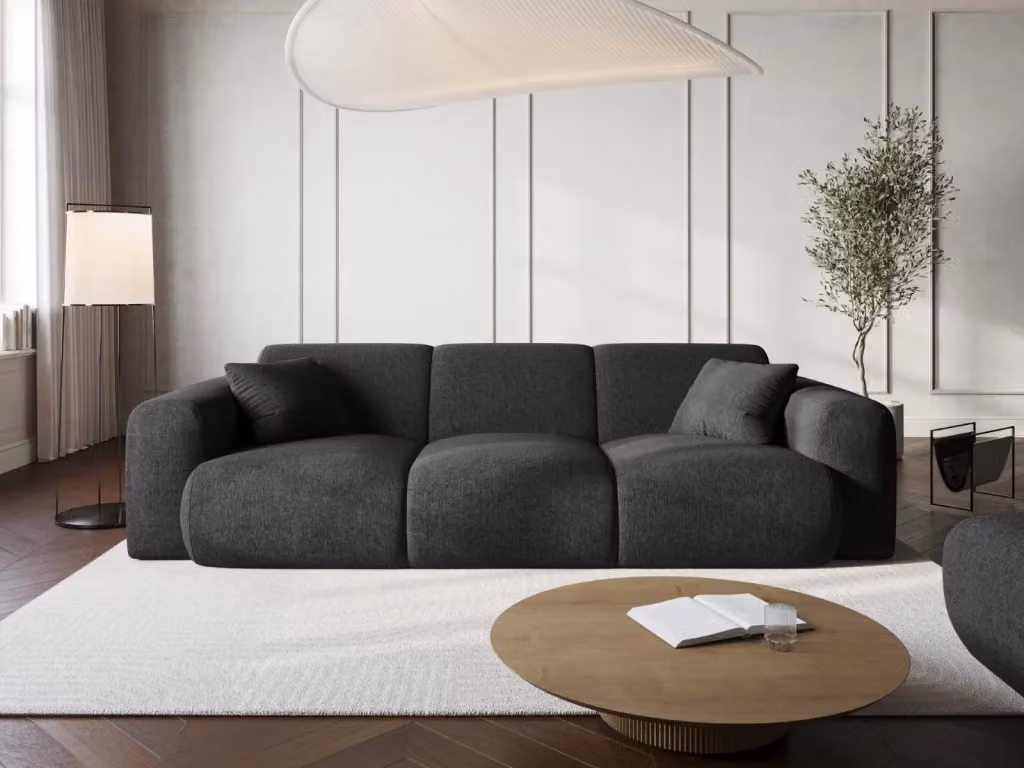 Divano Nolio a 3 posti Cosmopolitan Design in ciniglia nero L: 235 cm, H: 84,5 cm, P: 72 cm – 2