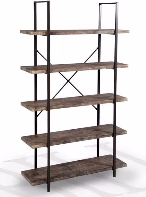 Scaffale Monaco Iperbriko a 5 ripiani in legno e metallo marrone L: 100 cm, P: 33 cm, H: 174 cm