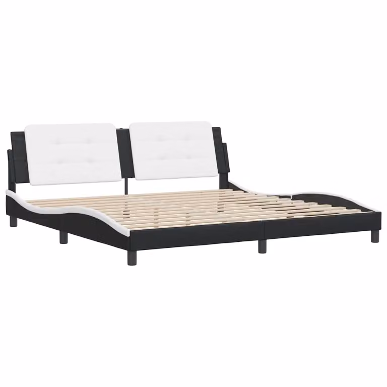 Giroletto senza Materasso Zadar Bianco e Nero 200x200 cm in Pelle finta