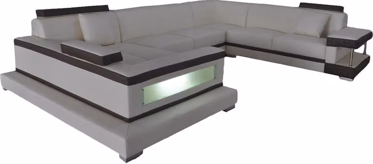 Ecksofa Design Polster Eckcouch Eckgarnitur Sofa Wohnlandschaft Couch Tisch USB
