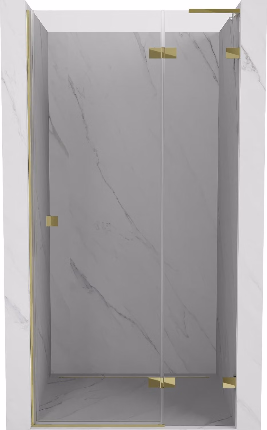 Mexen Lunar L porta doccia a battente destra 75 cm, trasparente, oro - 834L-075-000-50-00-P