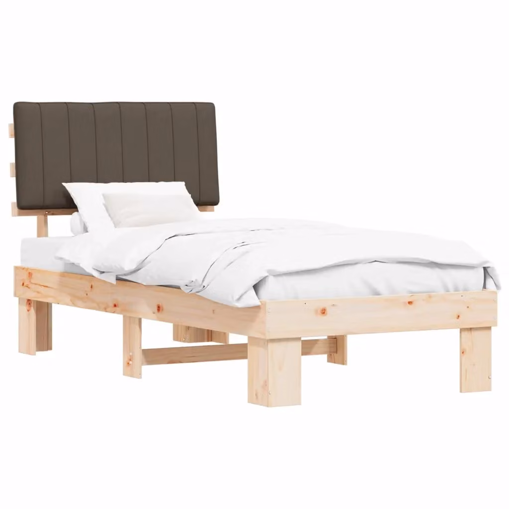 Letto con Testiera Rivestita Talpa vidaXL in Pino Massello con Cassetti, L/P/H: 90 x 190 x 100 cm (circa) – 2