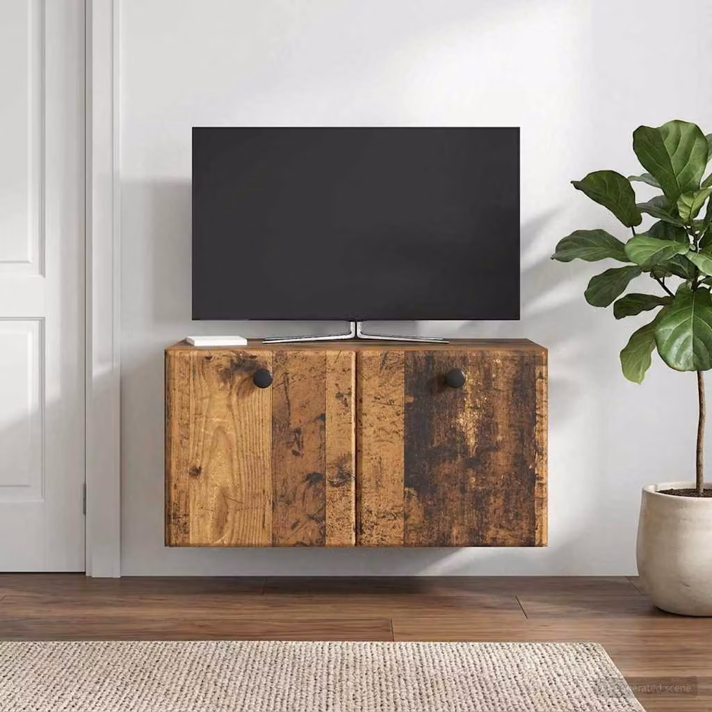 vidaXL Mobile Porta TV da Muro Moderno in Legno MDF Marrone L: 59,5 cm, P: 31 cm, H: 30 cm
