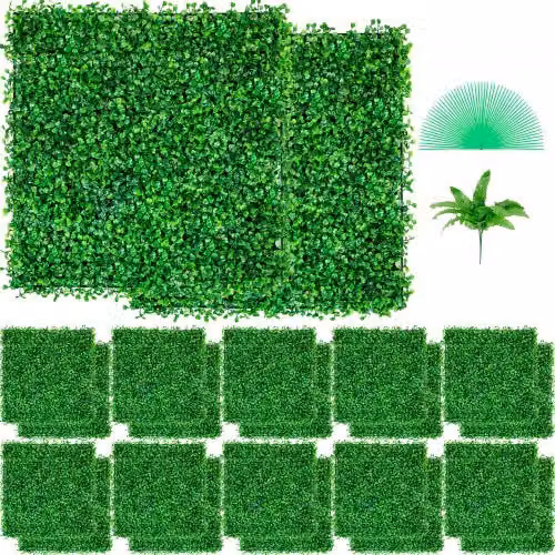 Set di 24 pannelli di siepe artificiale in bosso Vevor, colore verde, L/P: 25,4 x 25,4 cm, spessore: 4 cm