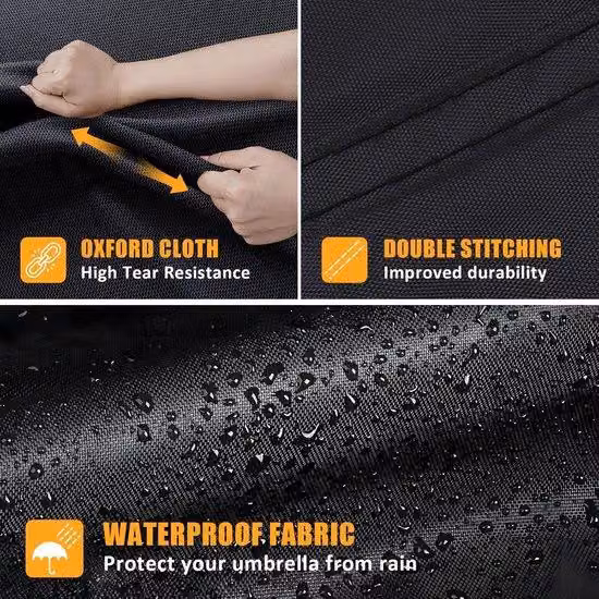 Copertura protettiva per ombrellone da spiaggia - Impermeabile, 420D, resistente ai raggi UV, antistrappo - Nero, 230 x 67 x 67 cm con cerniera