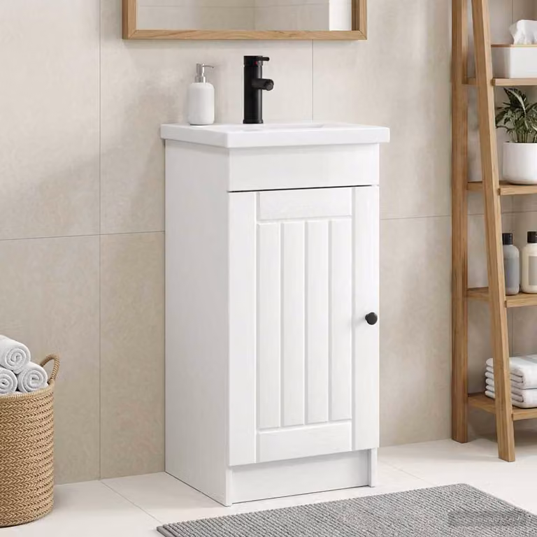 Mobile da bagno con lavabo vidaXL Bianco Lucido L: 42 cm, P: 40 cm, H: 84,5 cm