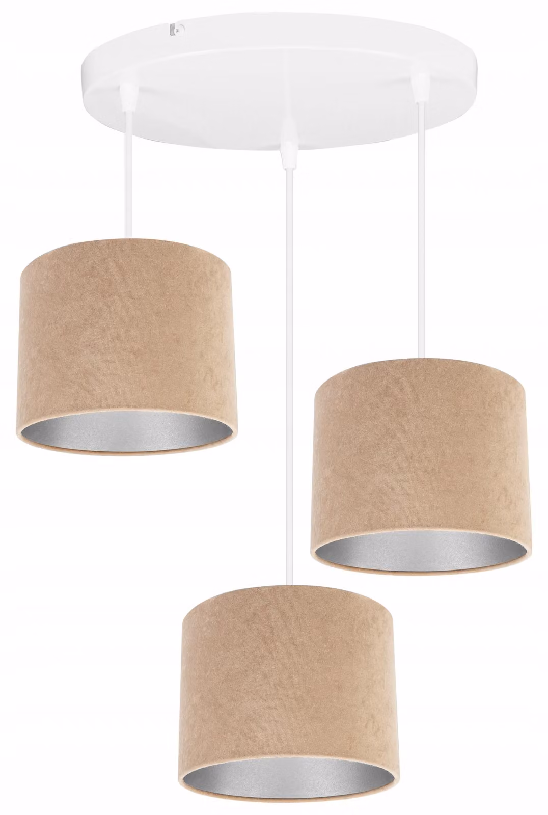 Lampada a sospensione, lampadario da soffitto, cromo, paralume in velluto