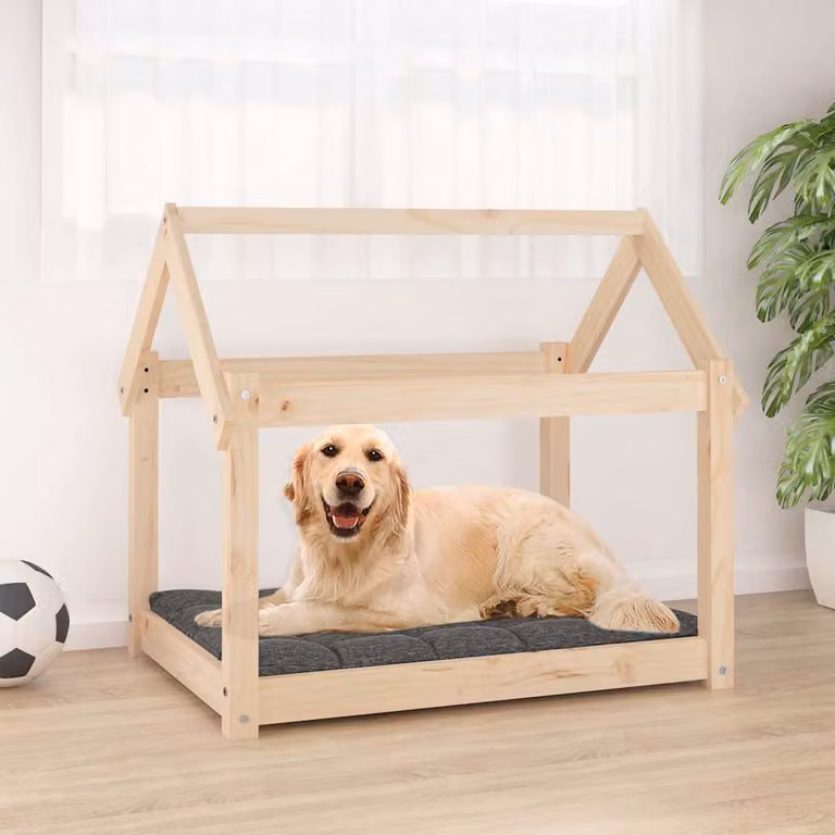 vidaXL Cuccia per Cani in Legno di Pino Massello con Divanetto L: 81 cm, P: 60 cm, H: 70 cm