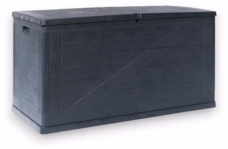 Baule in resina antracite effetto legno da esterno 120x56xh63 cm 420 lt Multibox Wood