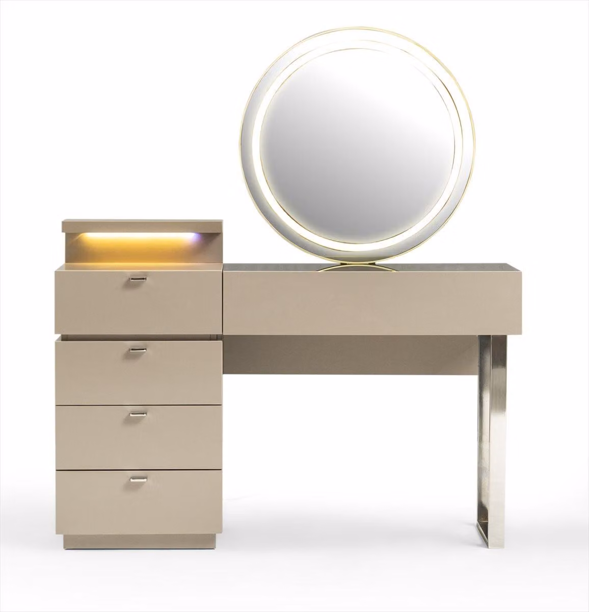 Schminktisch mit Spiegel Beige Moderner Stil Elegant Funktional