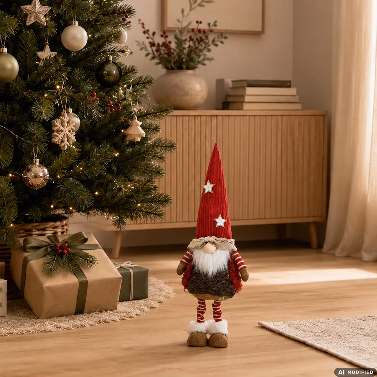 Gnomo Natalizio Decorativo Vestiamo Casa Gran Natale Rosso, Bianco e Argento, Altezza: 55 cm – 2