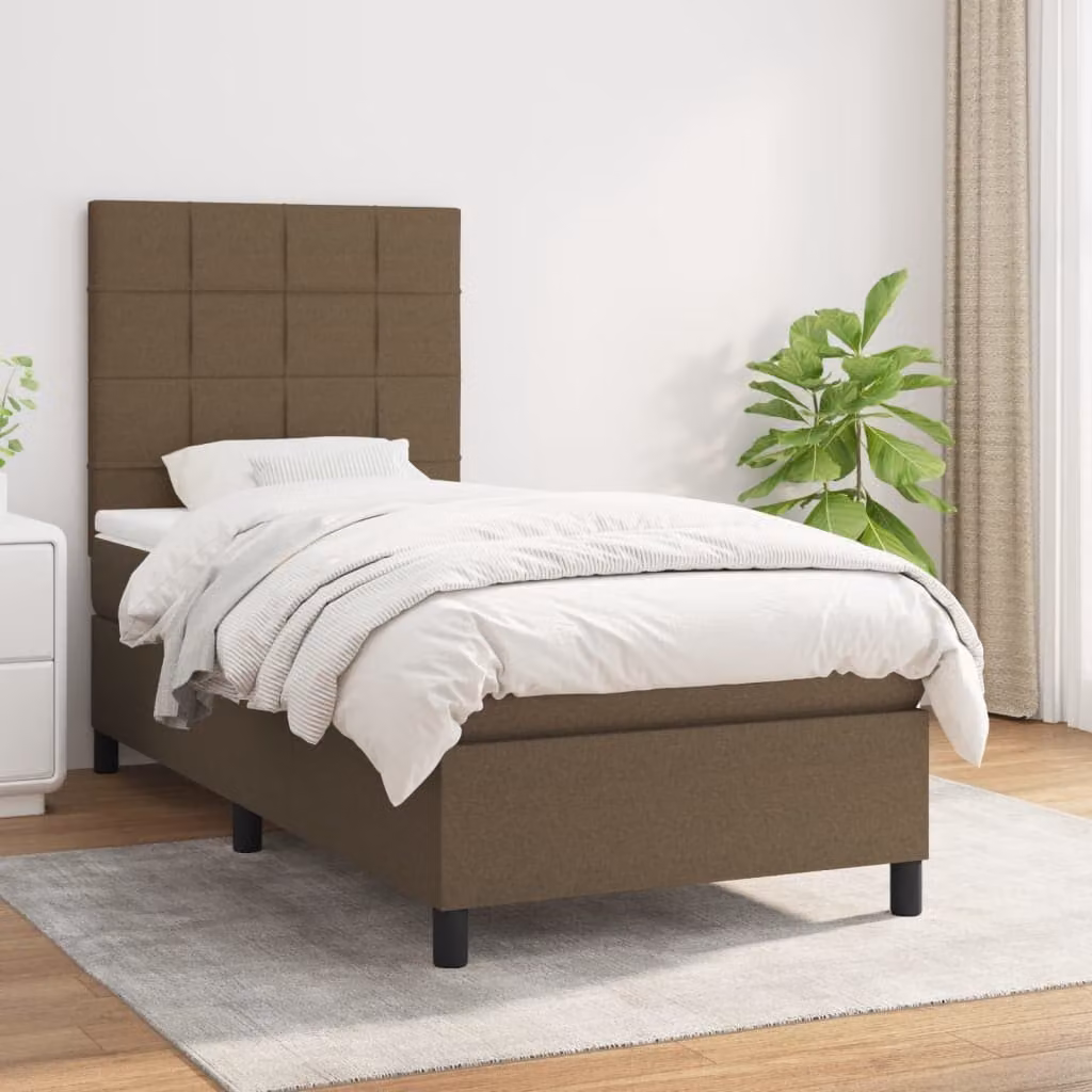 vidaXL Letto Ibrido con Giroletto a Molle e Materasso a Tasche Marrone e Bianco L/P/H: 200 x 80 x 4 cm