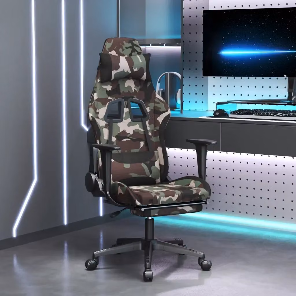 Sedia da Gaming Design In Multicolore e Nero in Tessuto con Poggiatesta e Ruote – 2