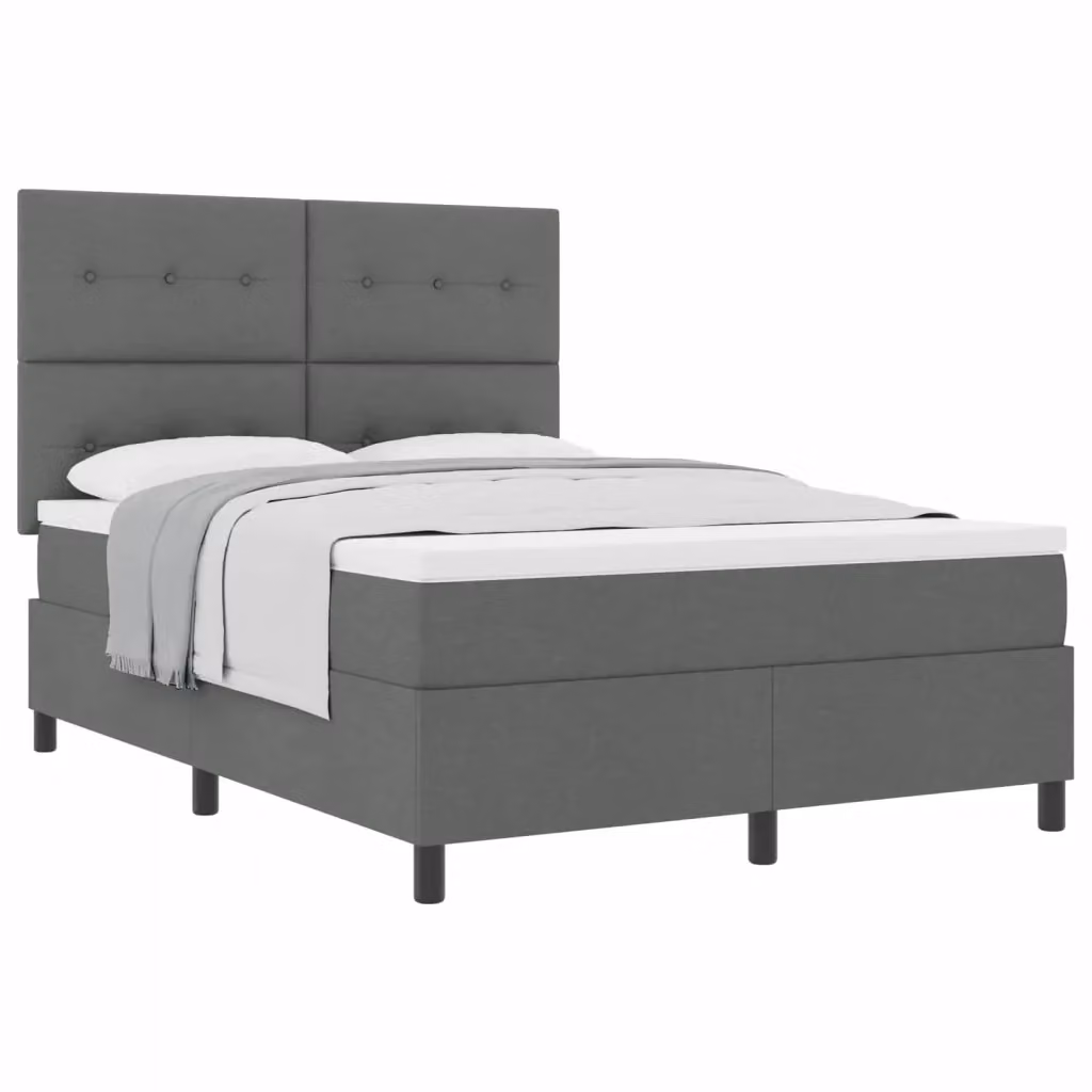 Letto a molle con testiera vidaXL in tessuto grigio L/P/H: 140 x 190 x 28 cm – 2