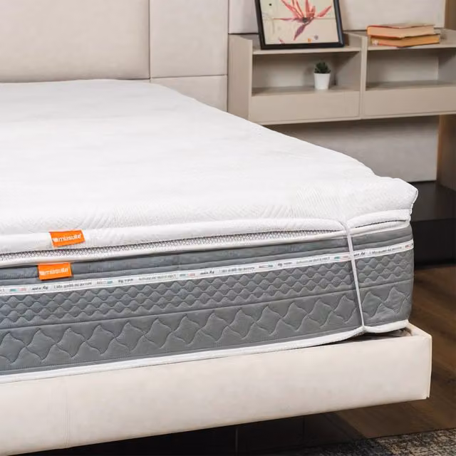Topper in Memory Foam MIASUITE Bianco, Altezza: 5 cm, L/P: 165 x 200 cm, a portanza differenziata e sfoderabile – 1